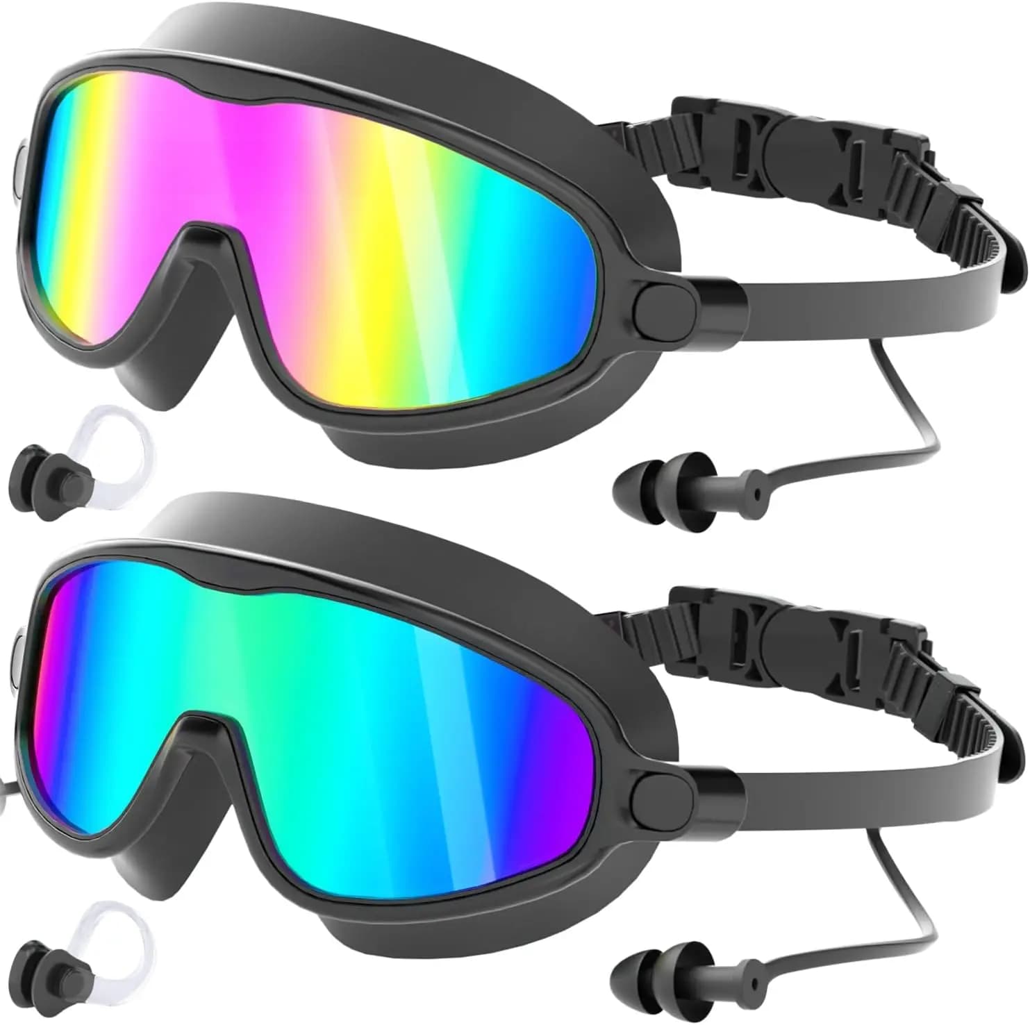Swimwear with wide and anti-loss visual, anti-fog and anti-loss UV for adults and children, package of 2
