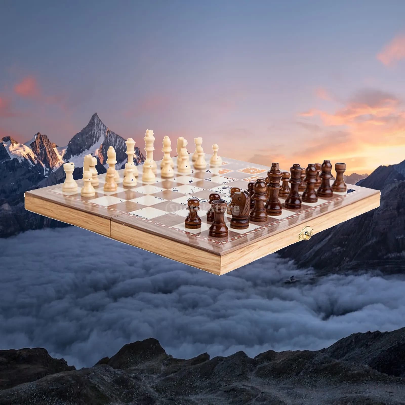 Folding Chess Set Chess, Checkers, Backgammon for Children Adults 30x30cm