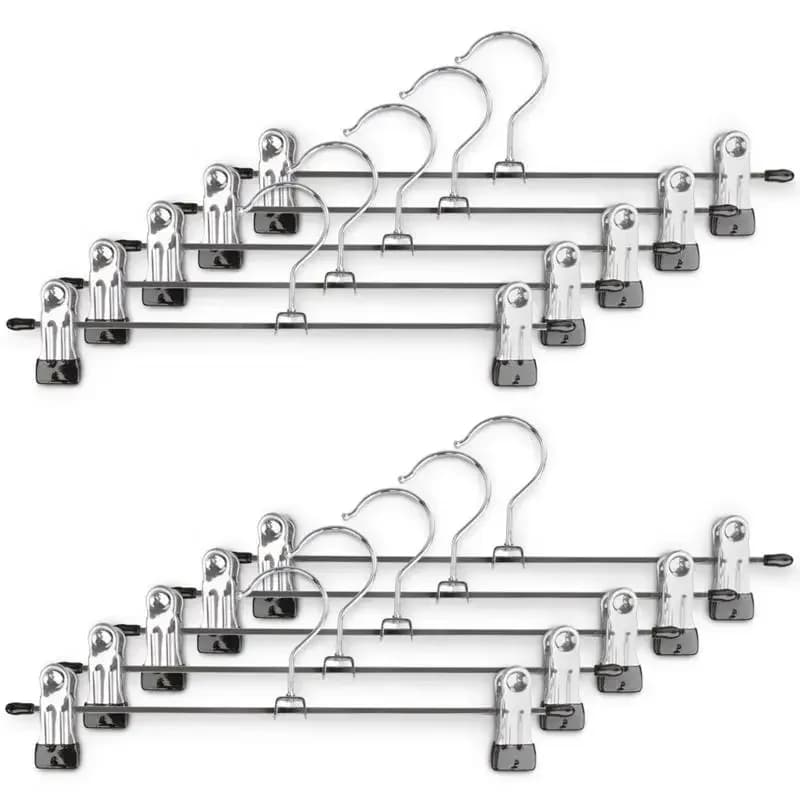 5/10Pcs Hangers For Clothes Stainless Steel Cabides Clip Stand Hanger Pants Skirt Kid Clothes Adjustable Pinch Grip Clip Hanger