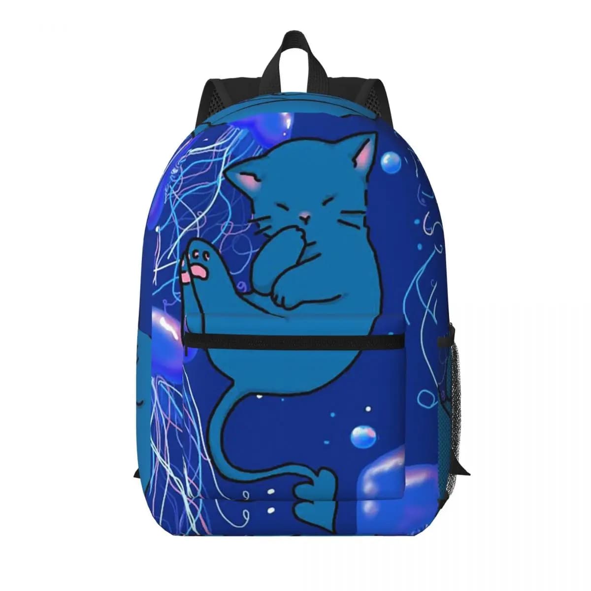 Zaino da scuola per studenti Undersea Adventure Cat And Jellyfish, borsa da viaggio per escursioni, zaino da viaggio per uomo e donna, borsa a tracolla
