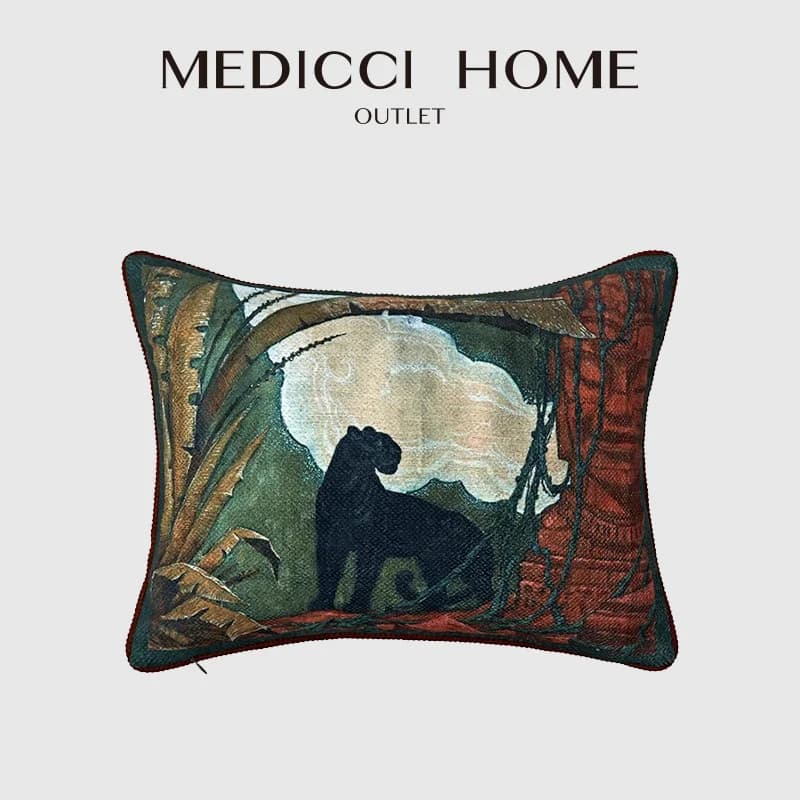 Medicci Home Nero Leopardo Gatto Pantera Arazzo Fodera per cuscino lombare 35x45 cm Floreale Grande Giungla Accento Federa per divano letto