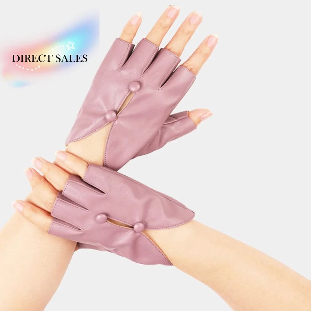 Guanti in Pelle PU per Donna, Antiscivolo con Foro per Bottone, Guanti per Danza e Spettacoli, Traspiranti e Ammortizzanti