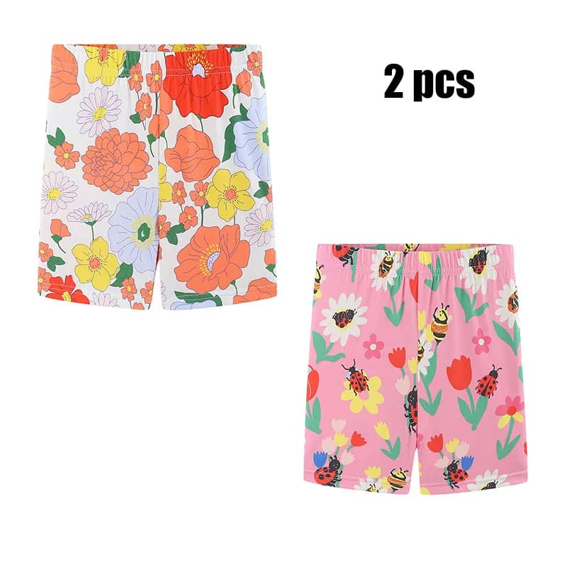 Nuovo arrivo, set da 2 pezzi, pantaloncini stampati per bambine, pantaloni alla moda per bambini, graziosi pantaloncini corti per bambine