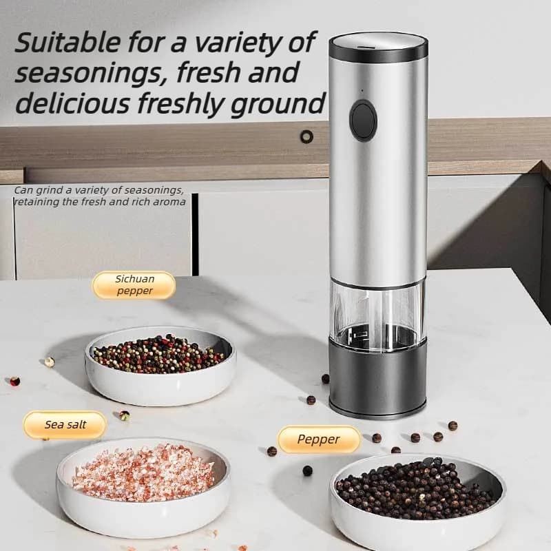 Set Macinapepe e Macinasale Elettrico Ricaricabile USB, Macina Spezie con Regolazione della Macinatura per Cucina, BBQ e Condimenti