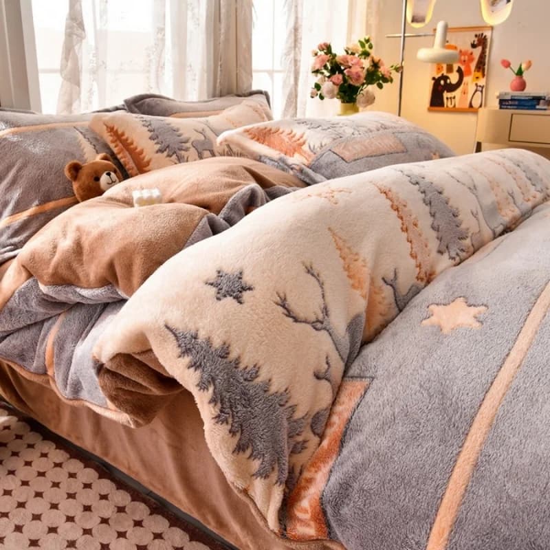 1pc Copripiumino in pile con fiocco di neve Copripiumino spesso caldo in pile di latte per bambini invernali Full Heart Flower Elk Print Drop Shipping