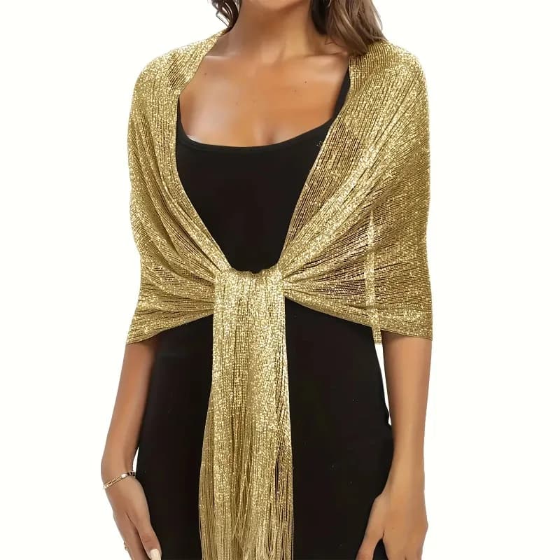 Fashion Brilliant Silk Protection Sun Shawl Hijab Gold Silver Scarves Shiny For Women Lace Nappa Dress Evening Party Luxury Scarf