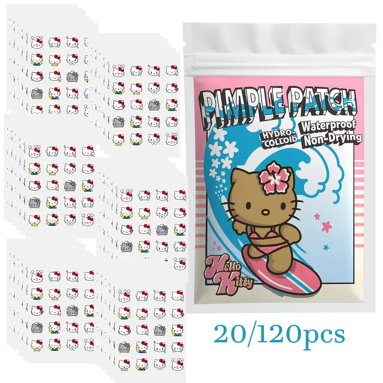 20/120PCS Hello Kitty Hydrocolloid Pimple Cover Patches Salicylic Acid Centella Invisible Face Stickers