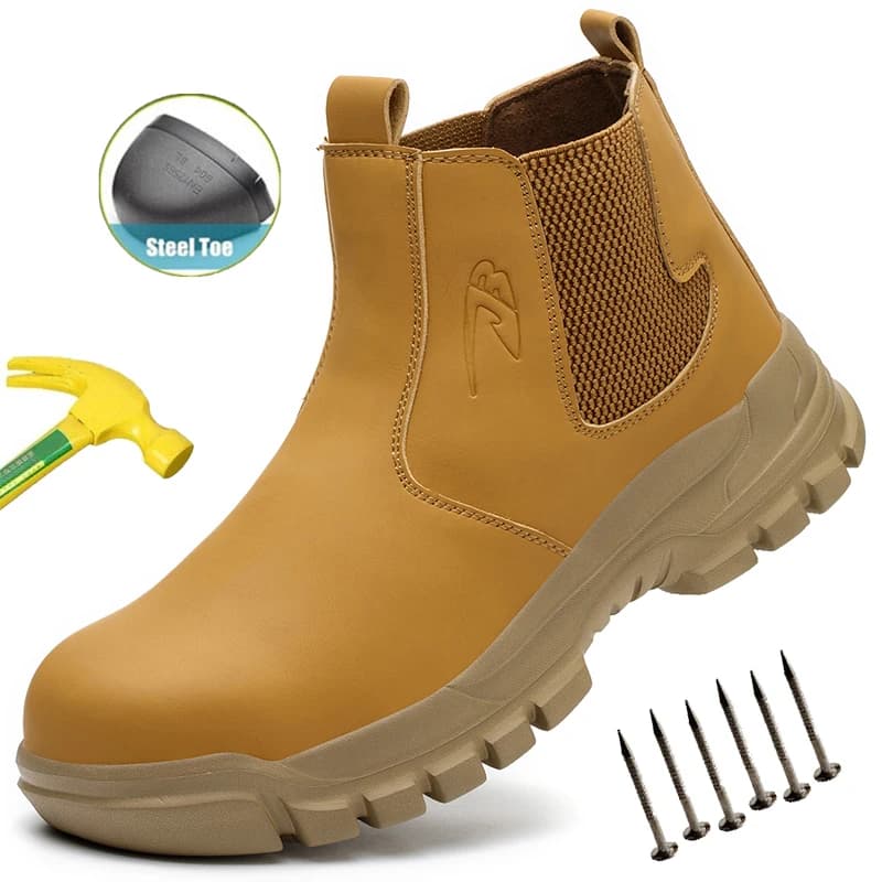 Scarpe da lavoro antinfortunistiche impermeabili per uomo Stivali in pelle con testa in acciaio Calzature maschili Scarpe da lavoro da costruzione indistruttibili Sneaker marrone
