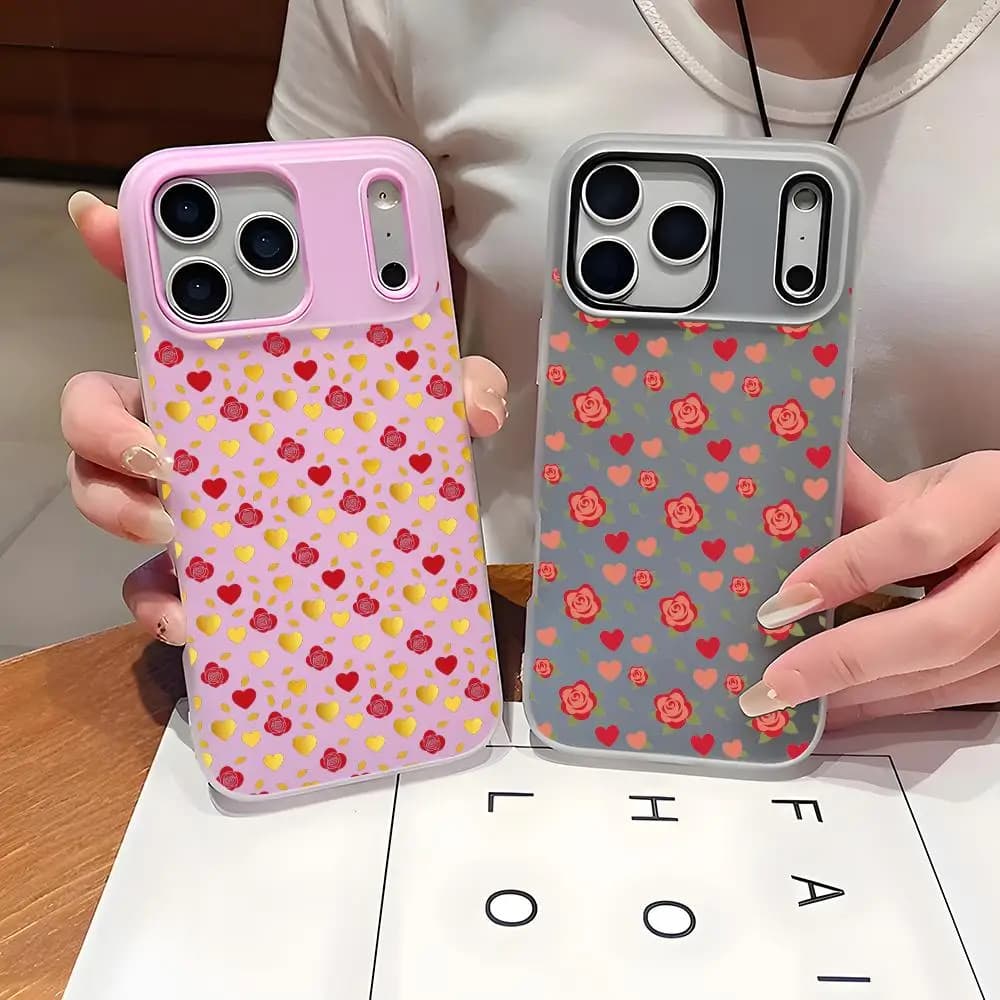 Custodia Protettiva Trasparente in TPU con Motivo a Cuore di Rosa per iPhone 17 16 15 14 13 12 11 Pro Max Plus Mini Sottile