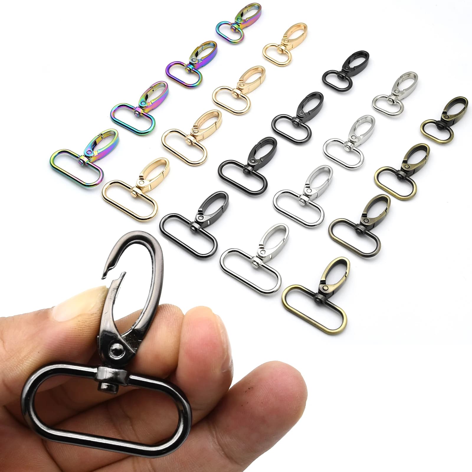 Moschettone in metallo Moschettone Girevole Trigger Clip Chiusura a moschettone per borsa artigianale in pelle Parti della cinghia Portachiavi Accessori per guinzaglio per cani da compagnia