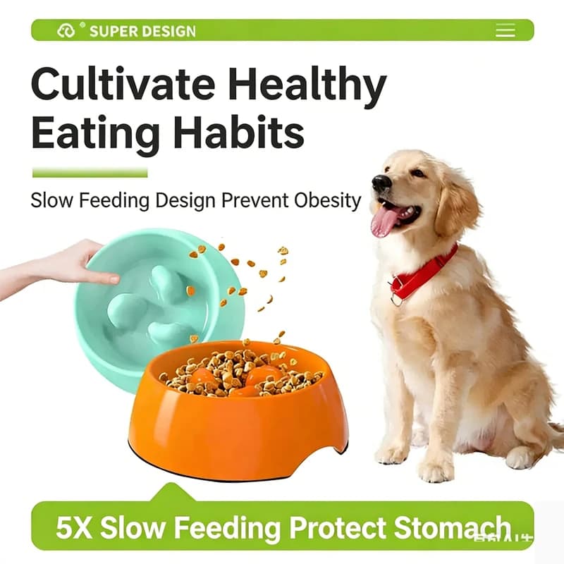 Ciotola per Alimentazione Lenta per Cani e Gatti, Anti-ingozzamento, Spessa e Antiscivolo, Disponibile in Vari Colori e Forme
