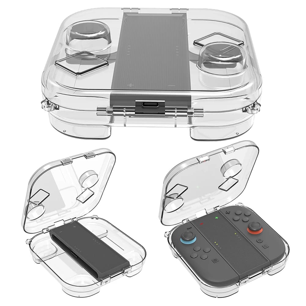 Scatola di Stoccaggio Trasparente con 3 Slot per Schede di Gioco, Custodia Protettiva Trasparente in PC per Accessori Joy-Con di Switch2