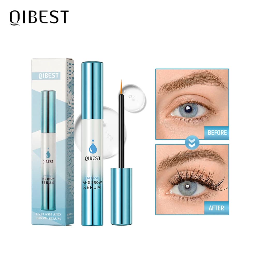 QIBEST Serum for Rapid Growth of Eyelashes and Eyebrows, Natural Moisturizing and Endurance, Extension Mascara Eyelashes