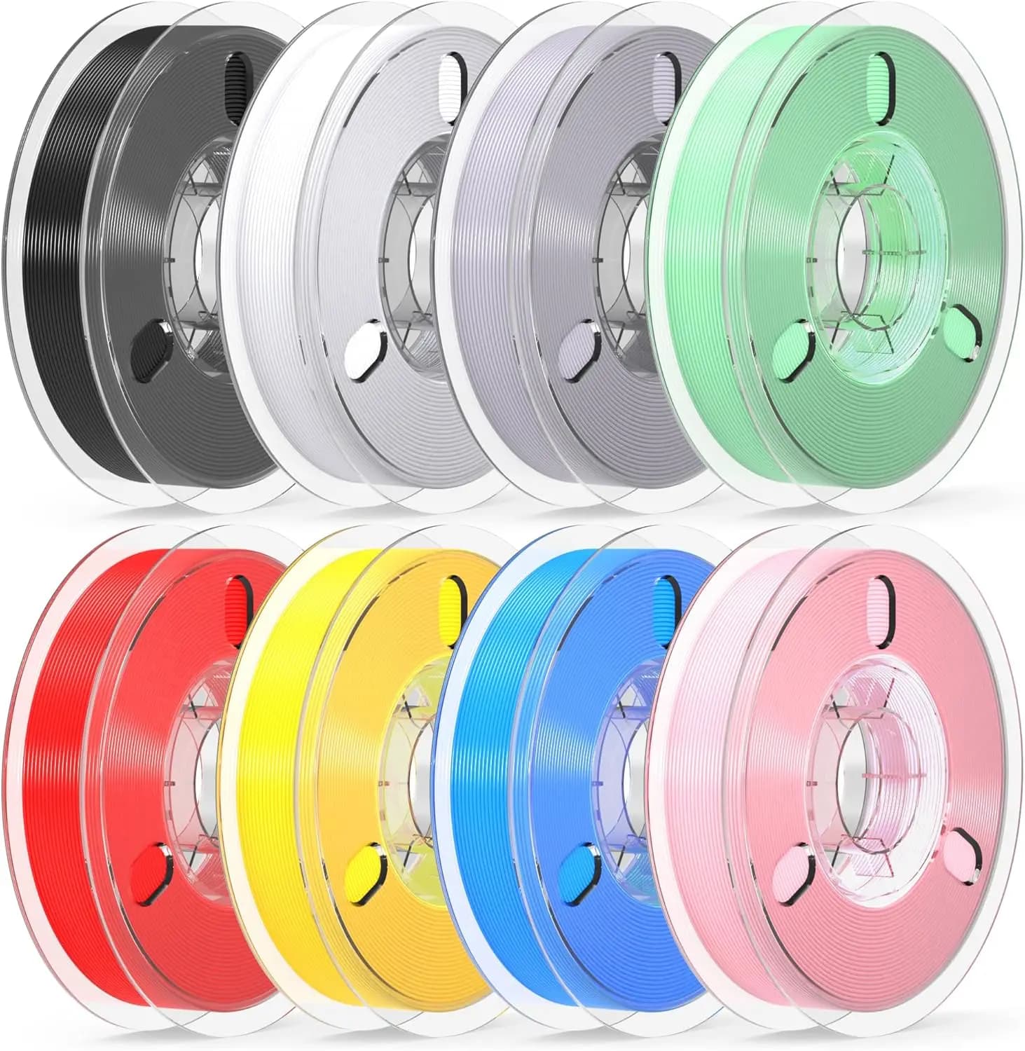 Set di 8 Bobine di Filamento PLA+ da 1,75mm, 500g, Alta Precisione, Basso Deformarsi, Confezione da 8