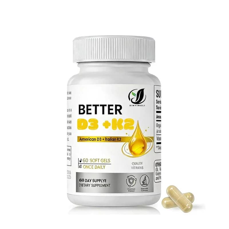 Integratori di Vitamina D3 e K2 MK7: Vitamine D3 e K2 per la Salute delle Ossa, Assorbimento del Calcio, Supporto Immunitario