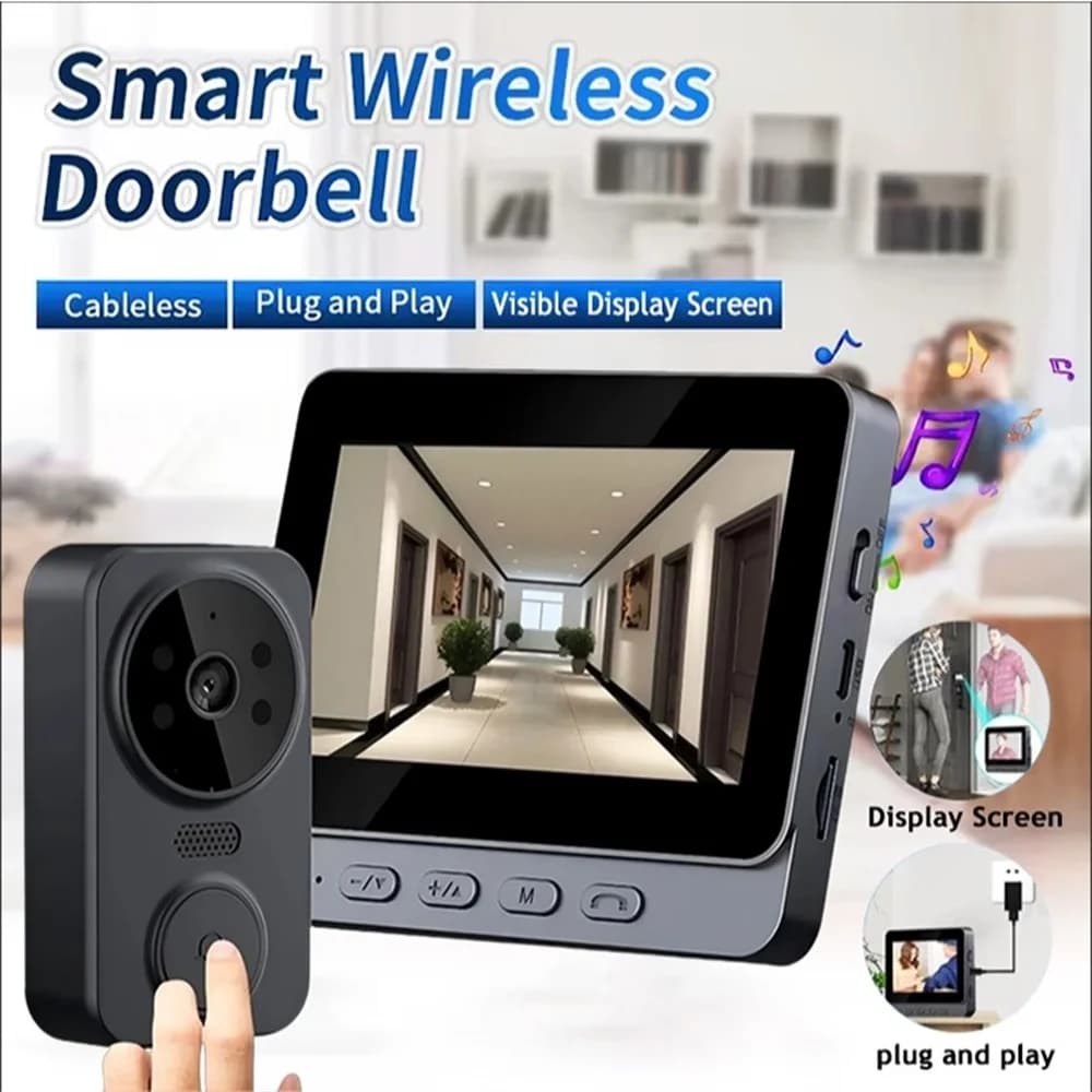 Pacchetto telecamera per campanello video wireless Sicurezza intelligente con visione notturna 2.4G WiFi HD Rilevazione movimento Archiviazione cloud