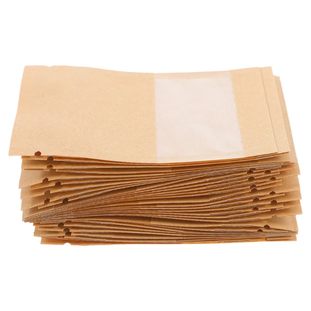 100Pcs Compact Reusable Kraft Seed Envelopes with Transparent Window Ideal for Storing Flower vegetable Garden Organizer