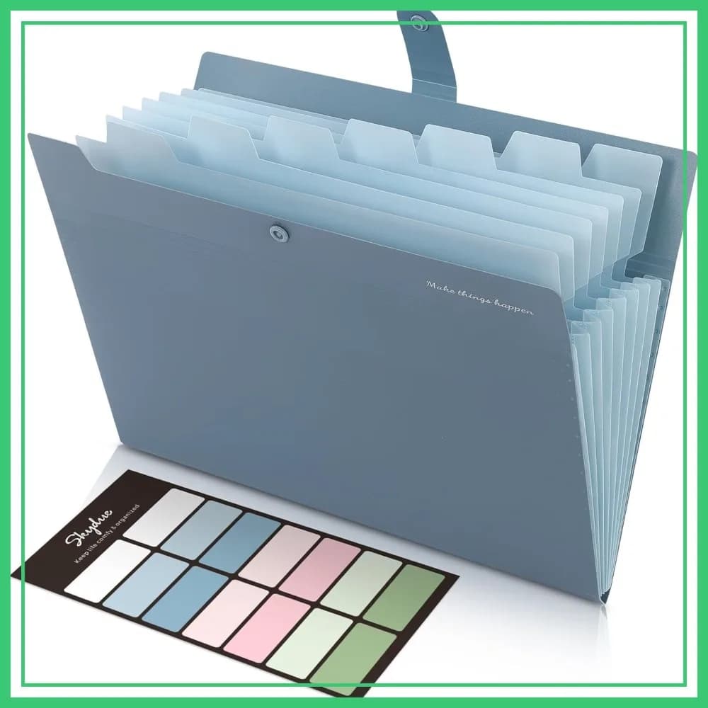 Organizzatore di documenti espandibile a 8 tasche, cartella a fisarmonica con etichette, formato Letter, portatile per casa, ufficio, scuola, blu