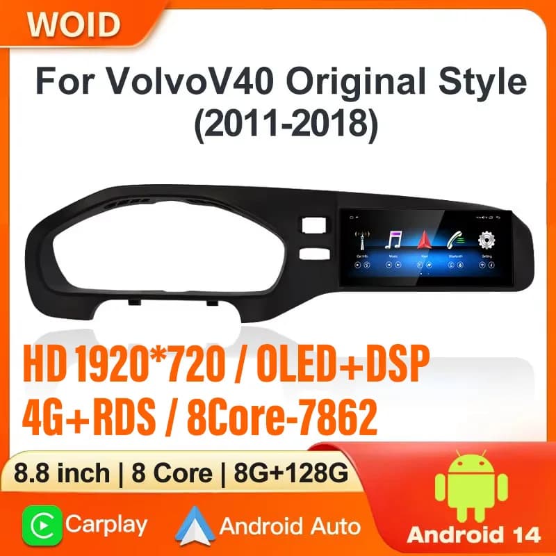 8.8'' Android14 CarPlay screen Car Radio Auto GPS Navi Multimedia Video Player Stereo For Volvo V40 2011-2018 Head Unit LHD RHD