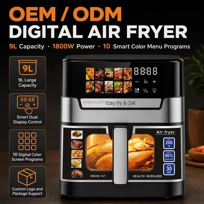 For AOJA 1800W 6L Air Fryer With 10 Fast Preset Menus Microswitch Auto Shut Off And Ready Alert