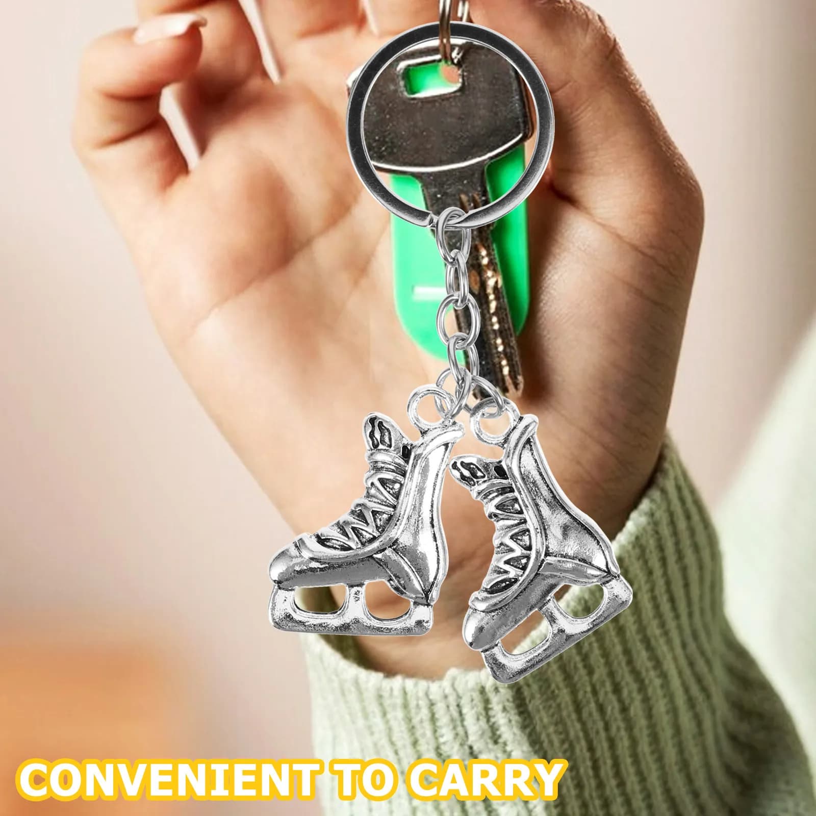 Portachiavi Creativo a Forma di Pattini, Ciondolo in Metallo, Adorabile Charm a Forma di Pattini da Ghiaccio, Decorazione per Borse, Regalo per Ragazze e Coppie