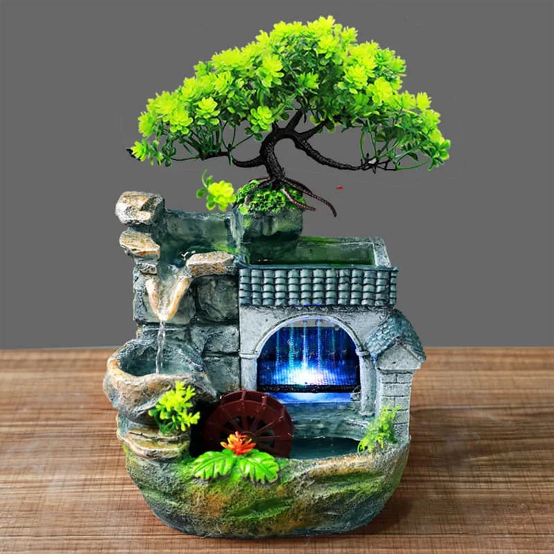 Fontana da tavolo Rockery Cascata Desktop Mini Artigianato Regalo Umidificatore atomizzatore per Home Office