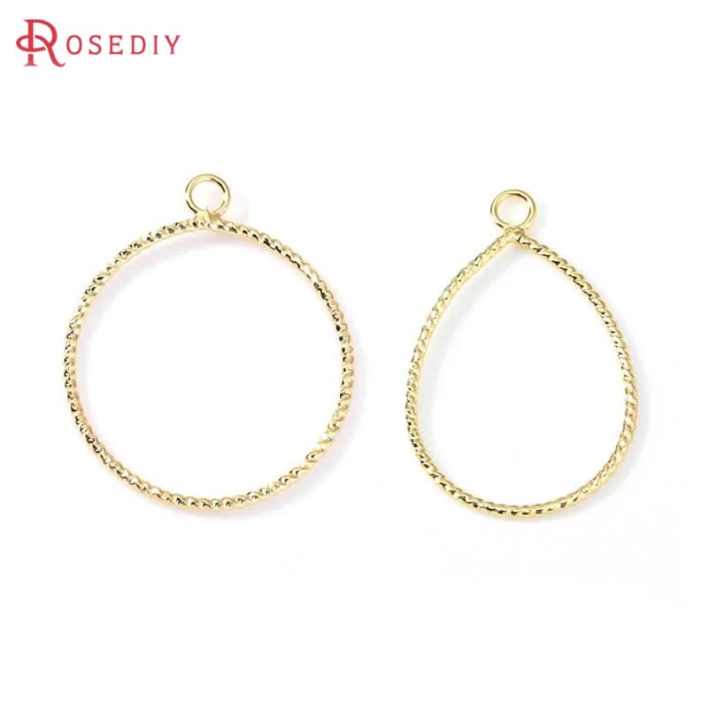 18K Gold Color Round Circle Rectangle Heart Star Drop Shape Earrings Connector Charms Diy Jewelry Earrings Accessories for Women