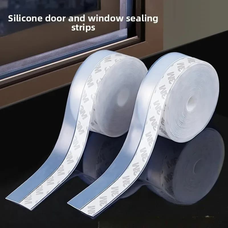 2 pezzi in silicone autoadesivo guarnizioni per nastro spogliatoio lacune di vetro della casa/doccia finestre porta inferiore antipolvere finestra/guarnizione per porta
