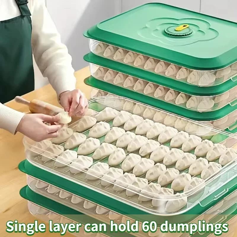 Multilayer Dumpling Storage Box with Date Mark Food Grade Freezer Container for Dumplings Wonton Meat Balls Kitchen Organizer Stackable Lid Fresh Keeping Gift for Mom