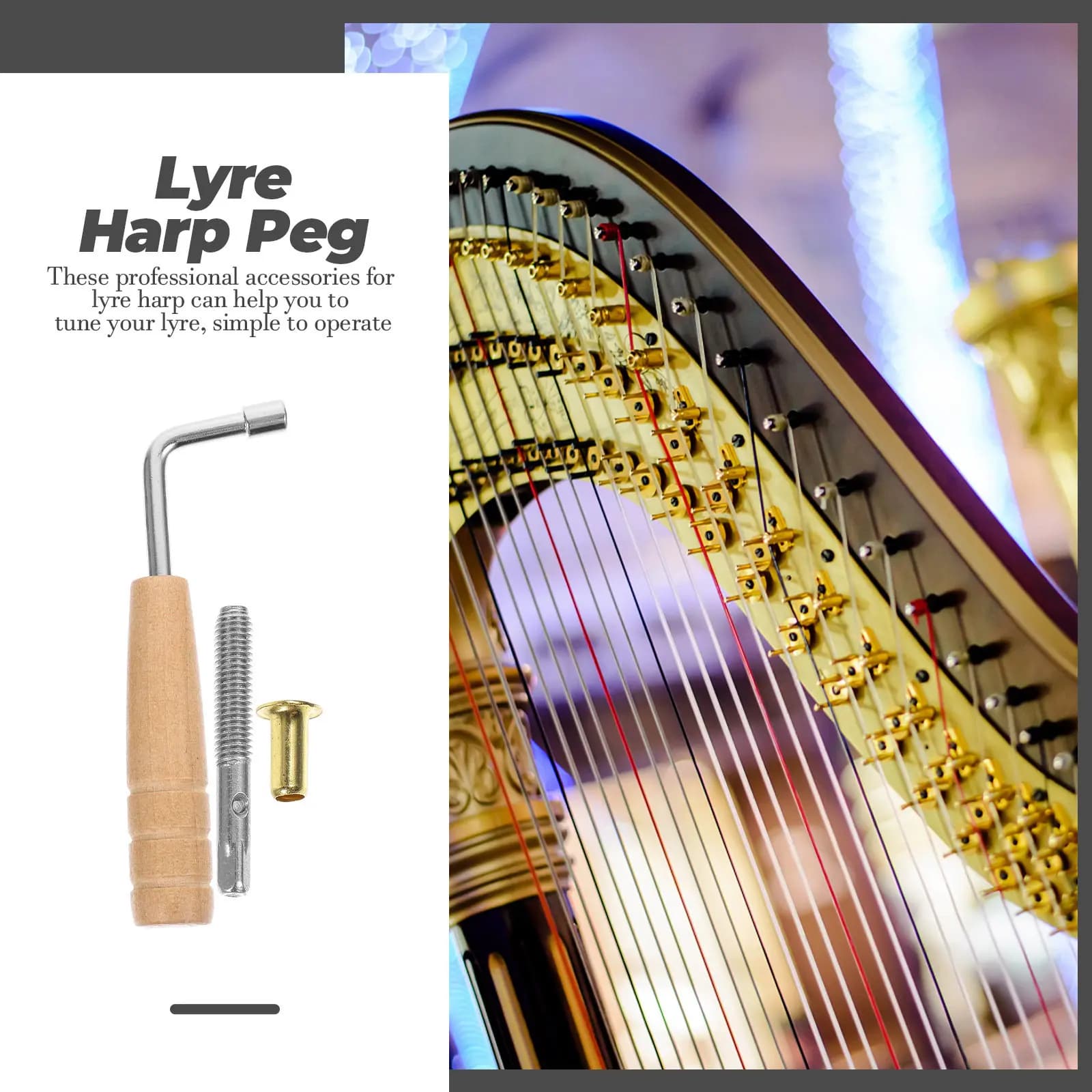 Set of 1 premium steel lira pyroles, smooth tuning pyroles and no deburring lights, harp maintenance accessories