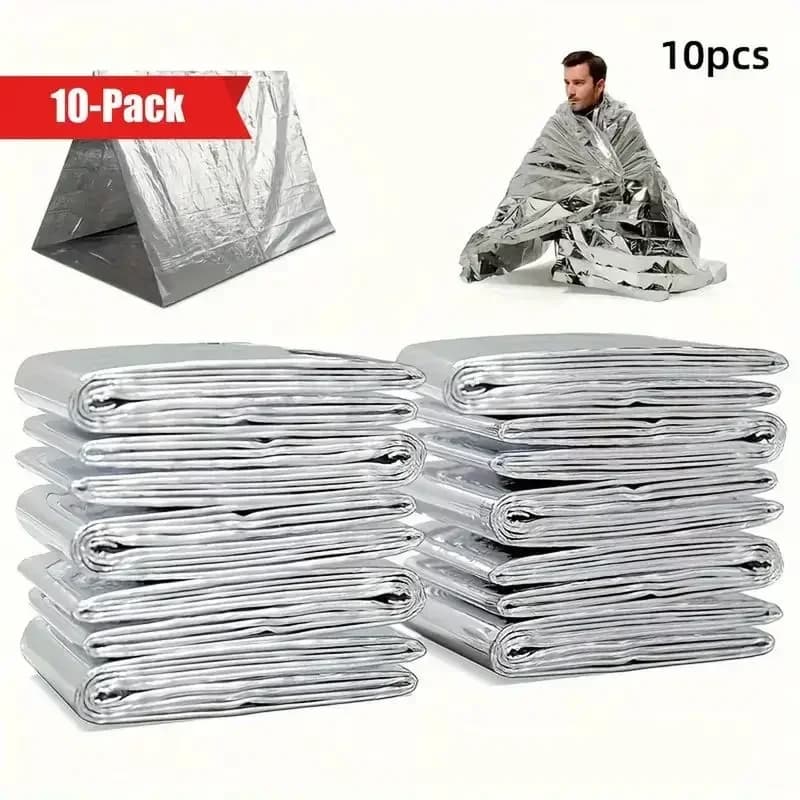 6/10 pz. Coperta Termica di Emergenza per Campeggio Esterno, Kit Pronto Soccorso, Antivento, Isolante, Salvavita, per Animali Domestici