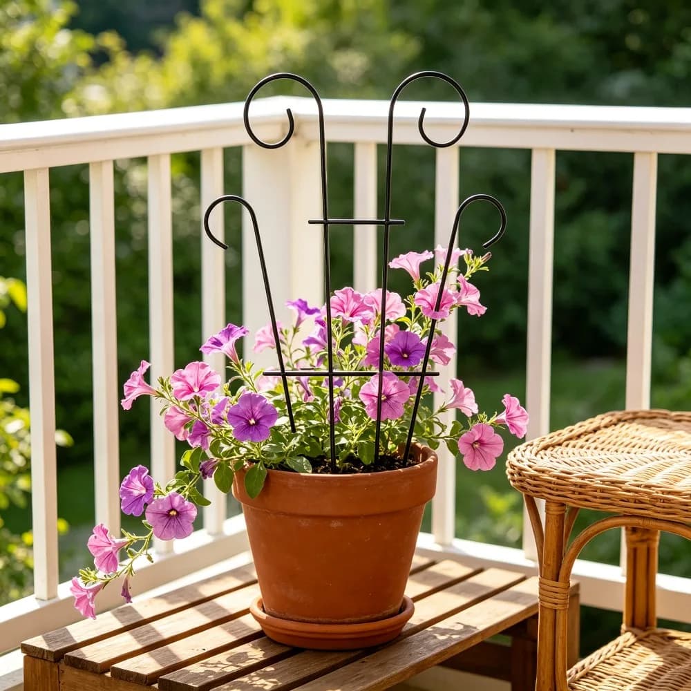 Plant Support Stake for Potted Climbing Plants Black Metal Garden Trellis for Vines Flowers Vegetables Indoor Outdoor Home Decor