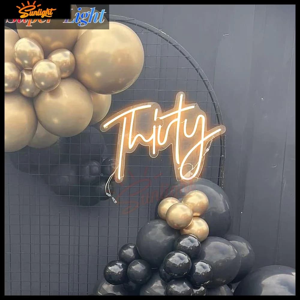 Insegna per anniversario personalizzata con luce al neon per feste di compleanno a LED per decorazioni per l'età, regali personalizzati Hello hTirty