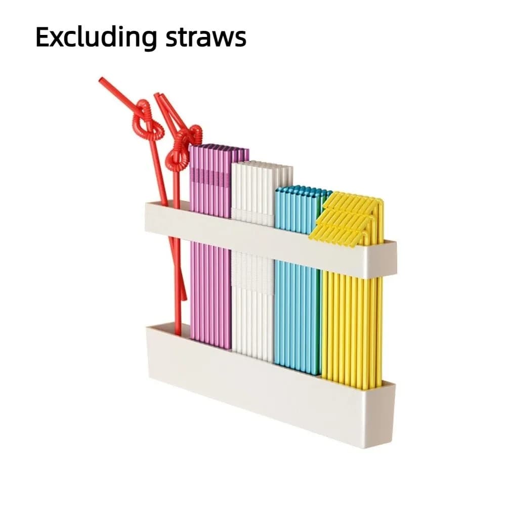 Transparent Straw Storage Box Space-Saving No Assembly Required Clear Storage Rack Drill-Free Drainage Holes Wall-Mounted Shelf