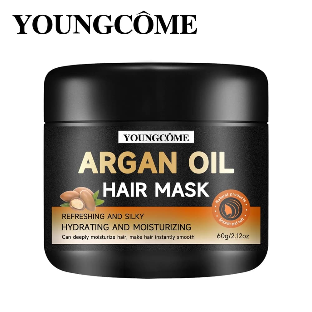 Smooth hair mask and conditioner Hair mask with Moroccan argan oil, improves scalp health, suitable for aromatherapy, repairs Biotin mask