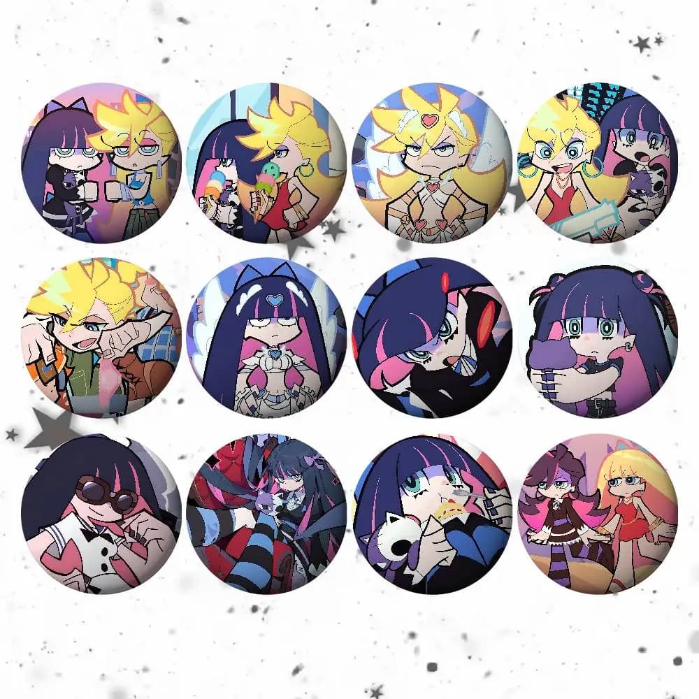 Anime P-Panty Stocking With Garterbelt Badges Cartoon Round Brooches On Backpack Jacket Acrylic Button Pins Collection Gifts