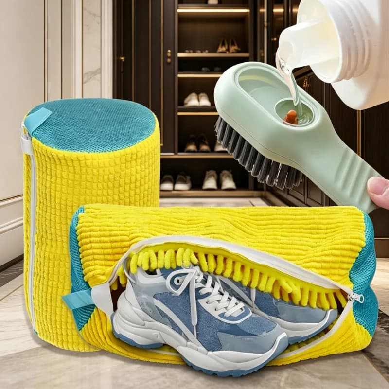 6 sacchetti anti-deformazione per lavare le scarpe, in fibra di cotone soffice per una facile rimozione dello sporco, organizer per il lavaggio e la cura delle scarpe