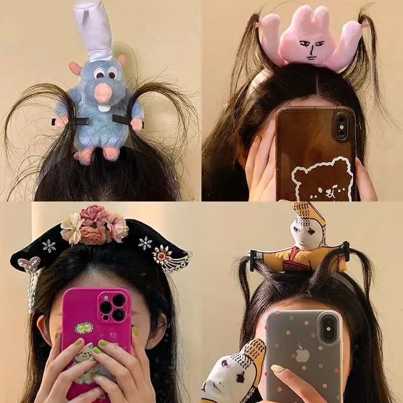 1 pc Women's Cartoon Mouse Head Scarves, Blue Cute Cartoon Mouse Head Scarves, Party-Ready Fun and Cute Mouse Head Scarves