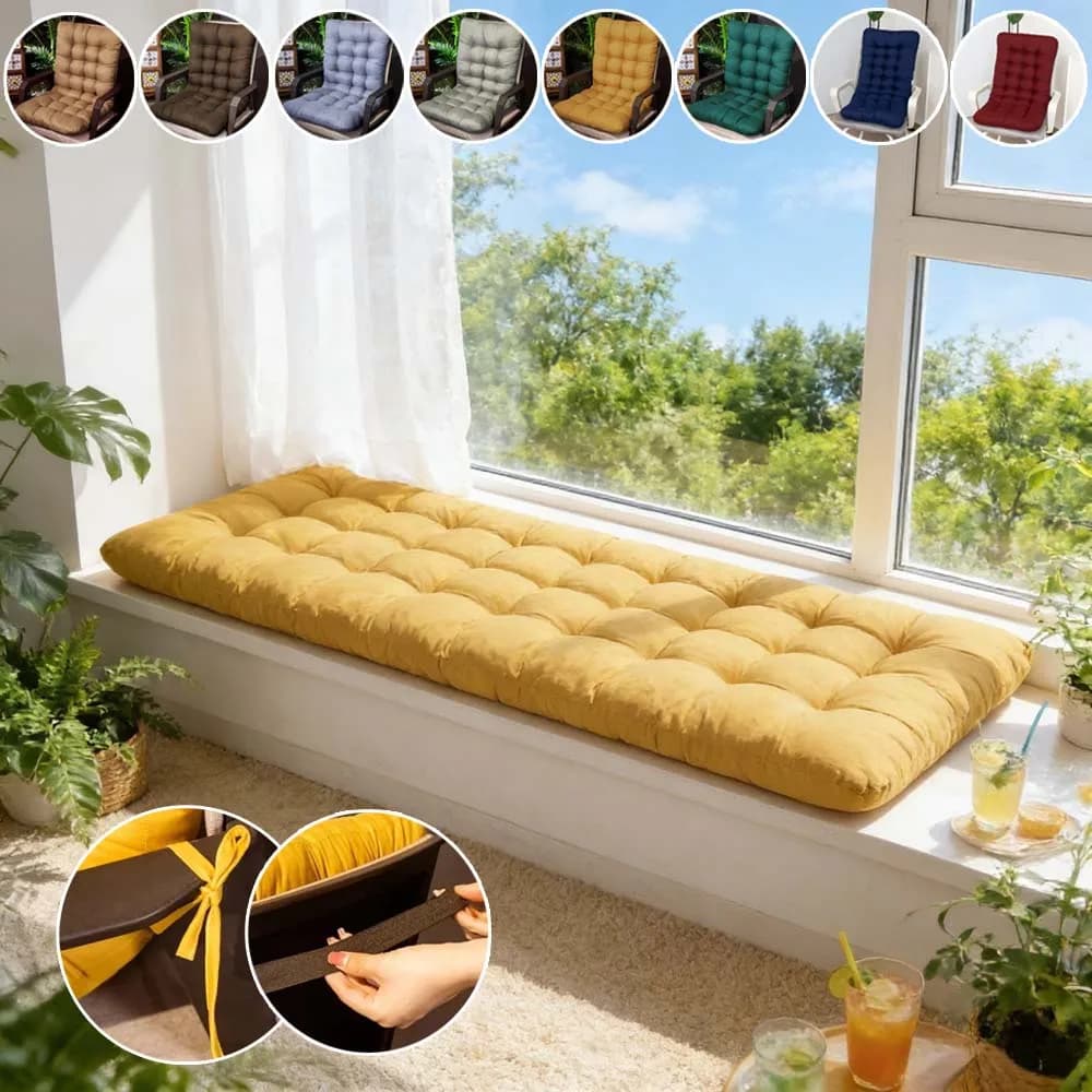 Cuscino Spesso per Sedia con Cinghie Elastiche, Supporto Lombare Alto, Antiscivolo, Ergonomico, per Sedia a Dondolo da Giardino, Patio, Uso Esterno