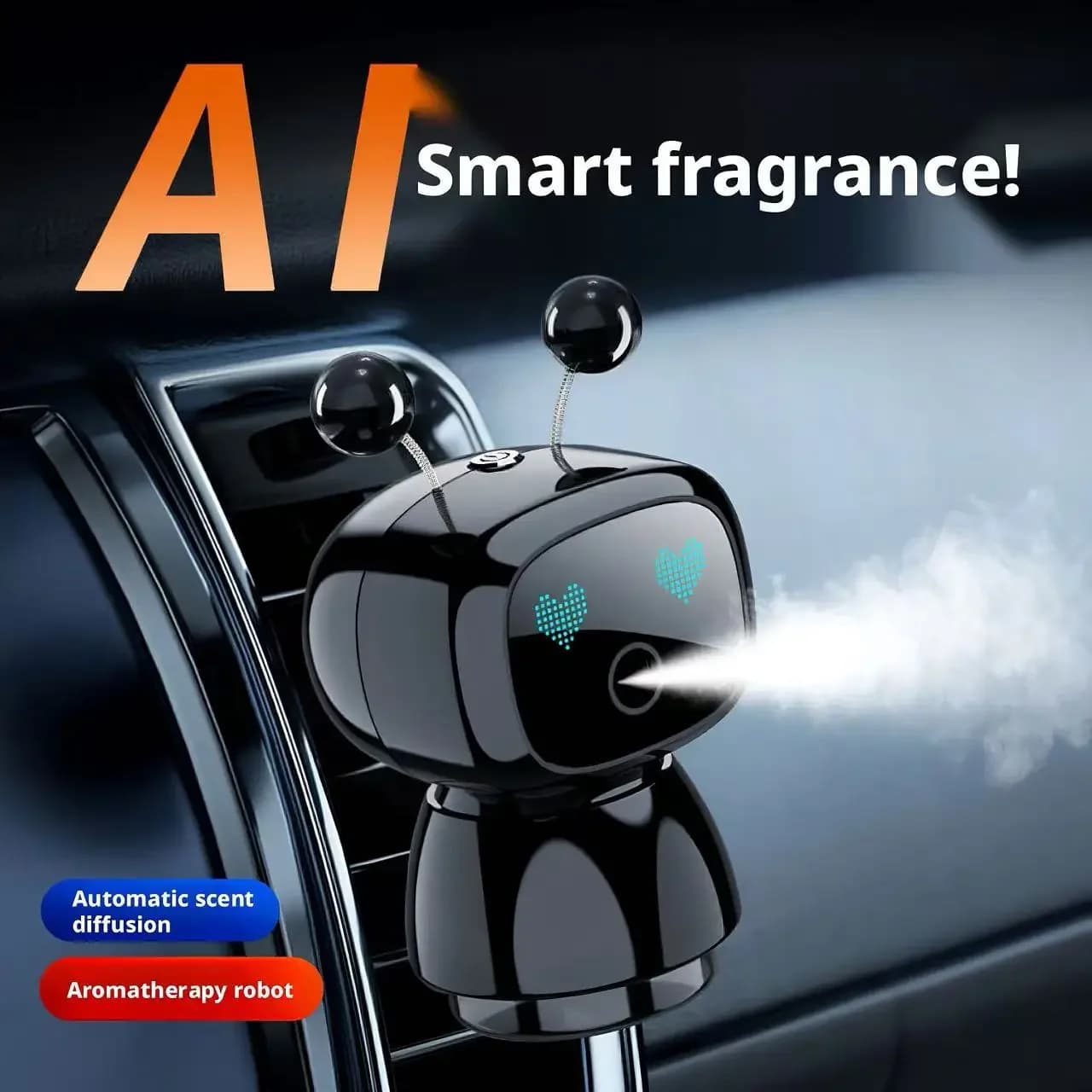 New Auto Deodorant AI Smart Robot with Automatic Starter/Arrest, Ventilation Bowl Ornament, Eliminates Odori, Car Interior Accessories