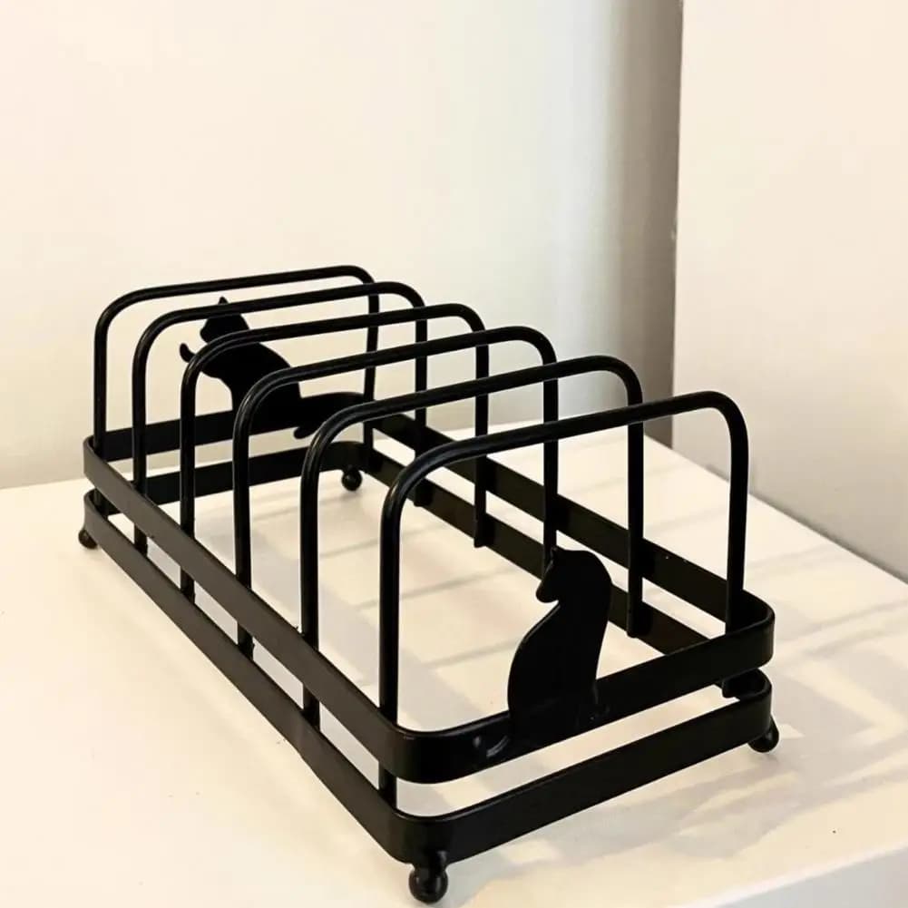 Cutting Board Organizer Dish Storage Rack Durable Iron Plate Storage Rack Anti-slip Dish Display Stand Multi-purpose for Plates