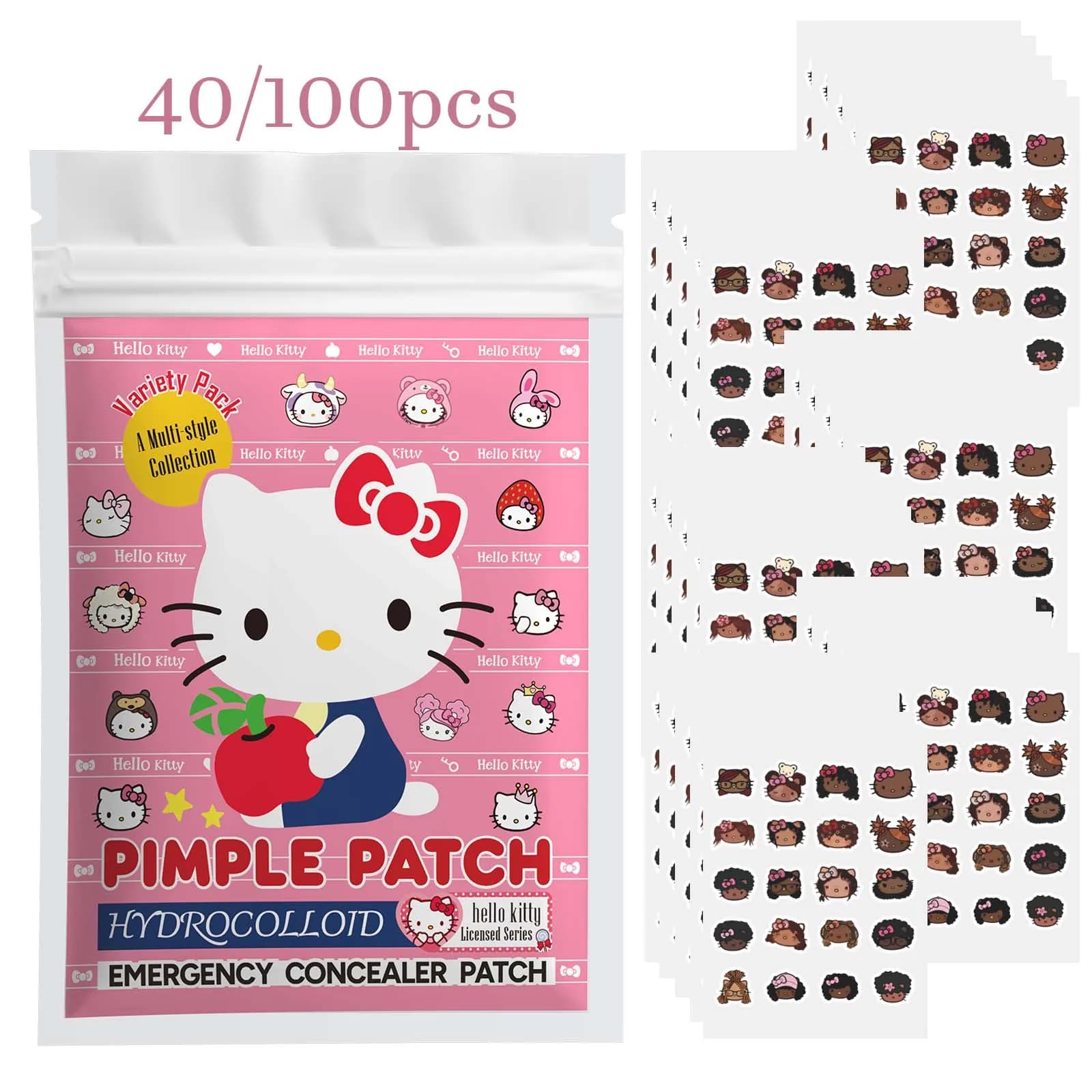 40/100PCS Hello Kitty Hydrocolloid Blemish Care Patches Salicylic Acid Centella Invisible Face Cover
