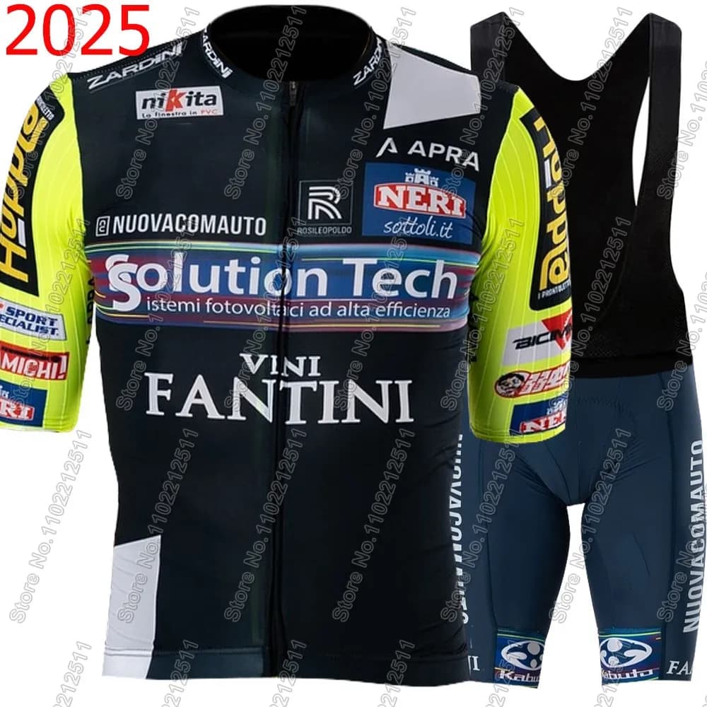 Team Solution Tech - Cycling jersey Vini Fantini 2025 Set Man Italy Clothing Road bike suit Bike shirt Shorts with MTB Ropa straps
