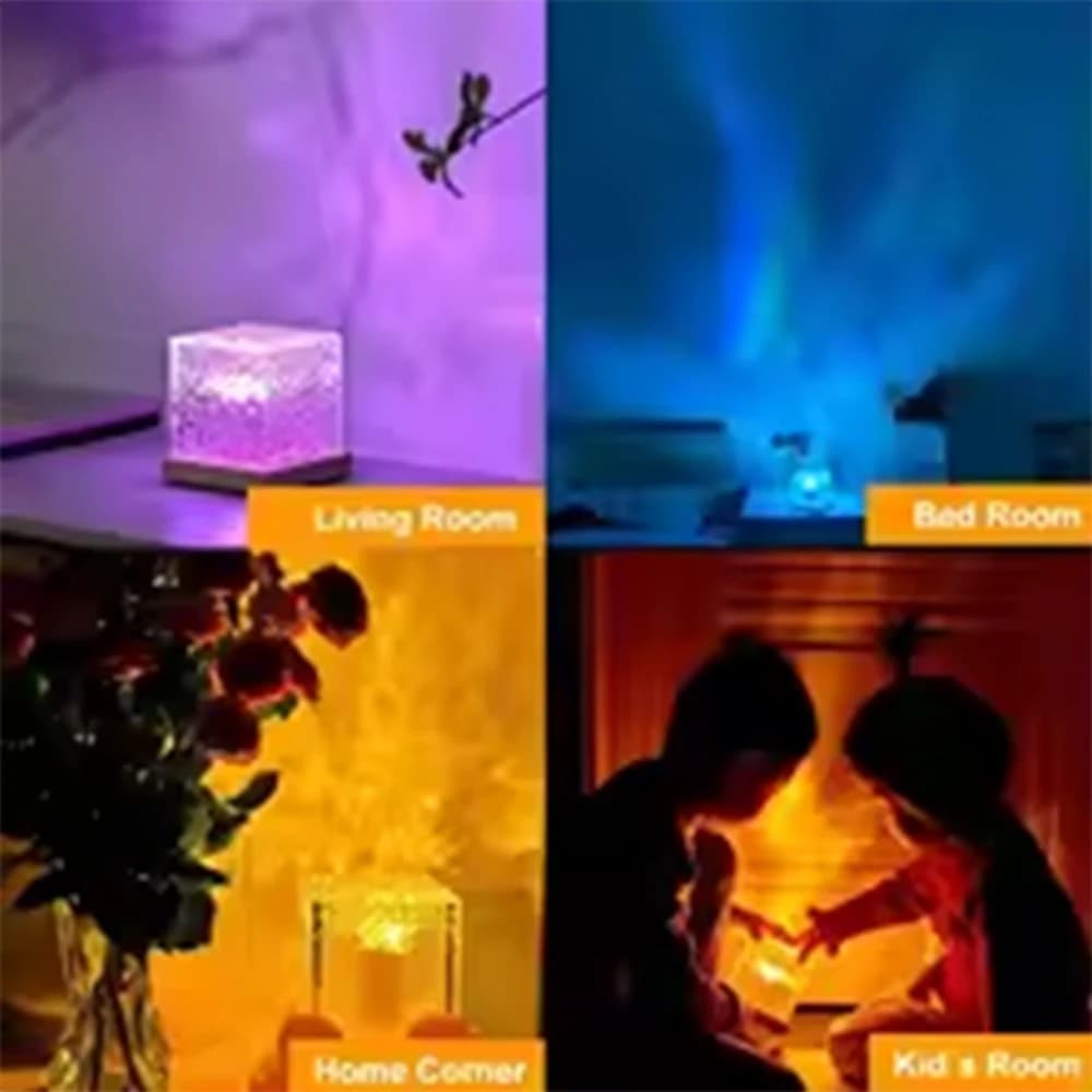 Rechargeable Table Lamp HOMEFISH RGB 16 Colors with Remote Control, Aurora Projector Ocean Waves for Home Furniture and Bedroom