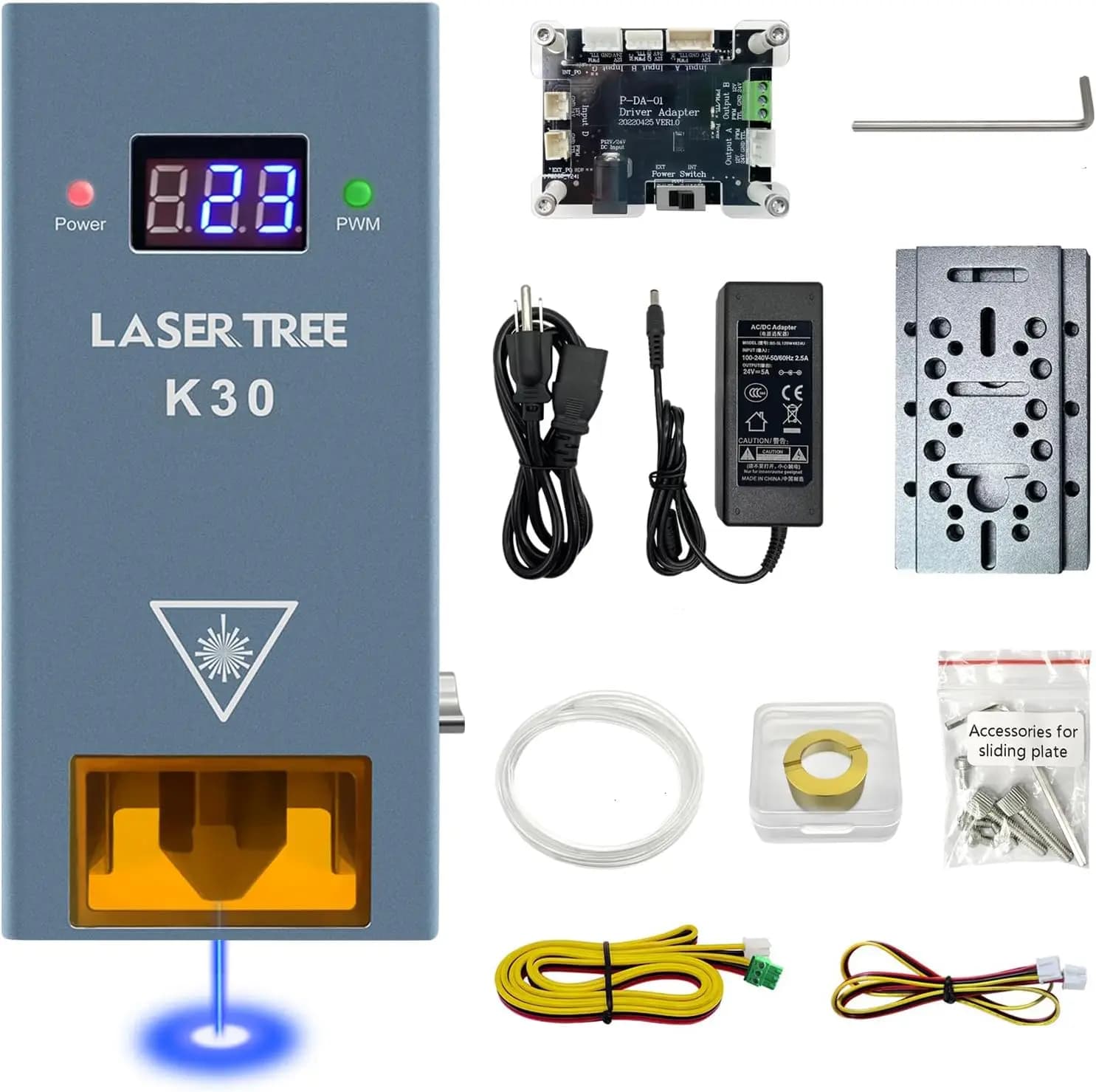 Modulo Laser LASER TREE, Modulo di Taglio con Uscita Ottica da 30000 mW (30W), Modulo di Incisione ad Alta Precisione con Assistenza ad Aria