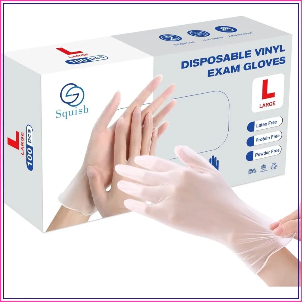 4 Mil Clear Vinyl Gloves, 100 Count, Large, Latex-Free, Powder-Free for Kitchen, Cleaning, Food Handling
