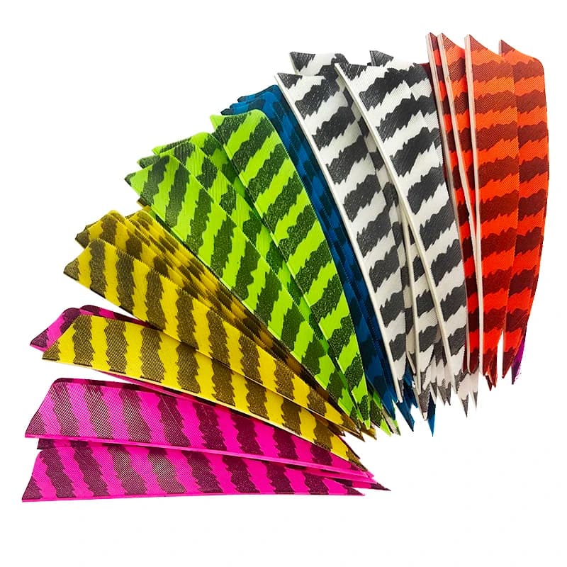 25Pcs 4Inch Shield Cut Archery Fletches Striped Arrow Feathers Turkey Feather Right Wing Vanes for DIY Hunting Arrows Accessorie