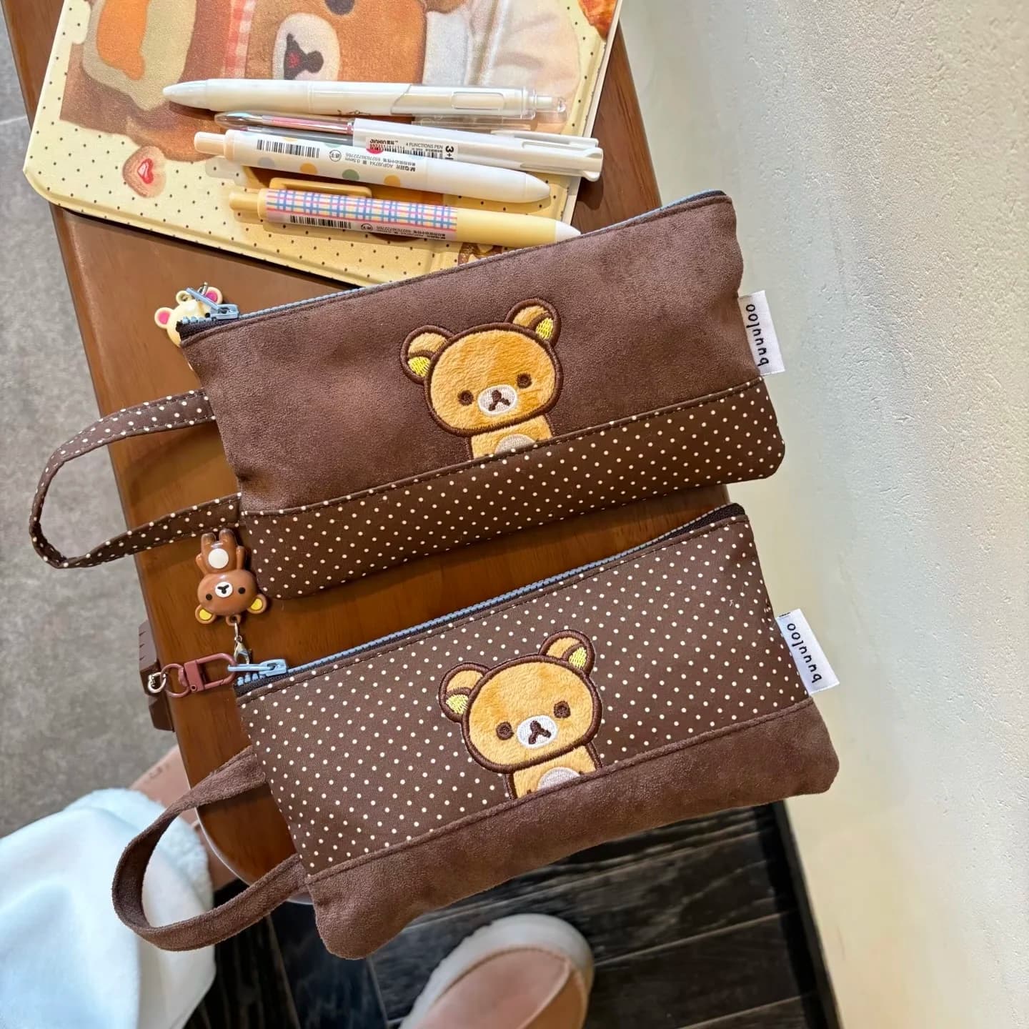 Nuovo Astuccio Originale Ricamato a Forma di Orso, Stile Ins per Ragazze, Borsa Portaoggetti di Grande Capacità, Astuccio per Studenti delle Scuole Superiori, Regalo