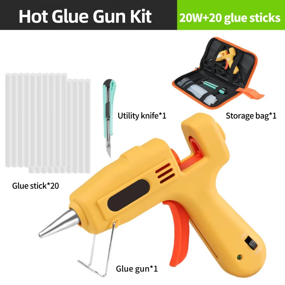 Kit pistola per colla a caldo 20W Mini pistola riscaldante per riparazione fai-da-te con 20 stick di colla senza colla gocciolante in silicone