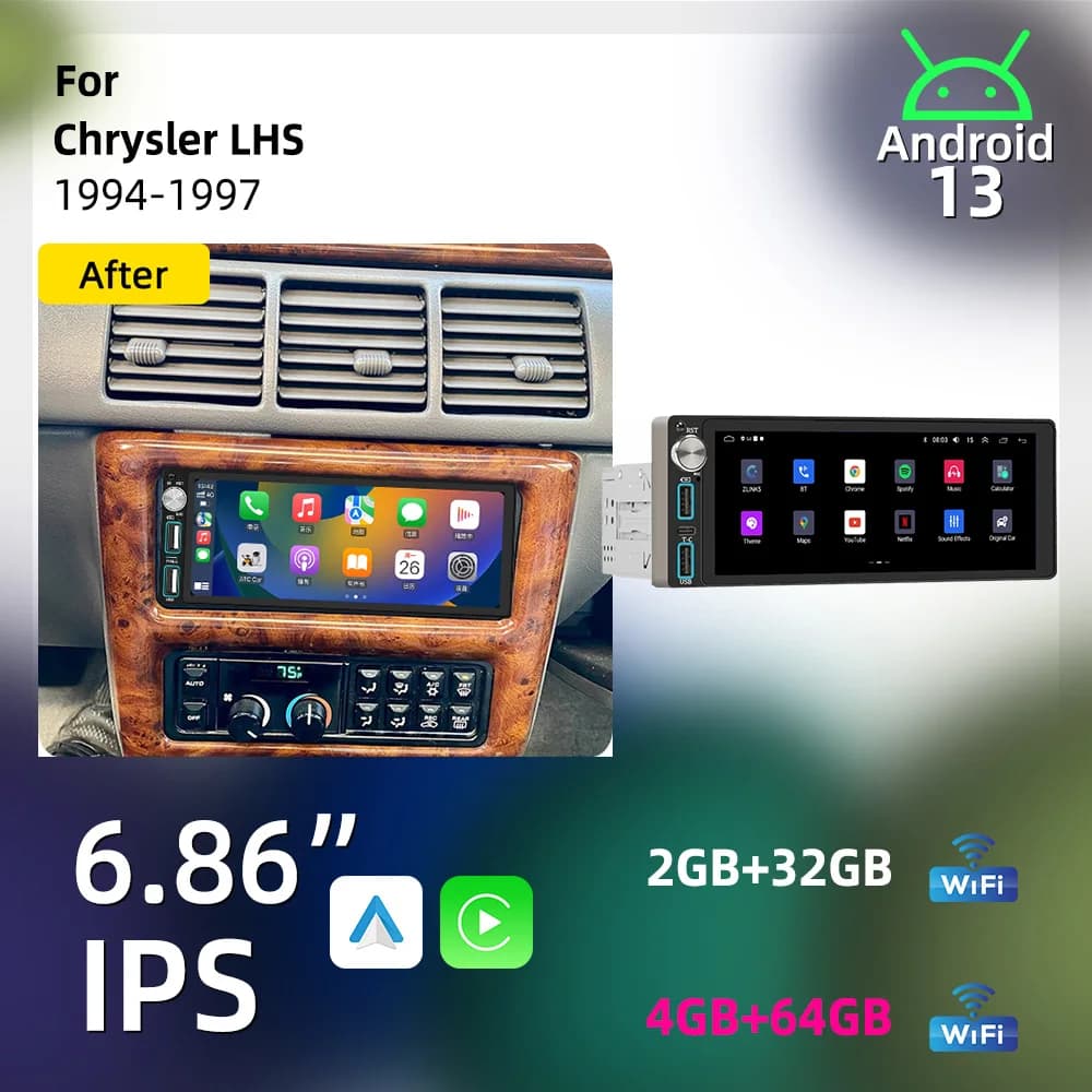 Android Car Radio for Chrysler LHS 1994-1997 1din Head Unit Autoradio Car Multimedia 6.86" Screen Stereo Carplay Android Auto